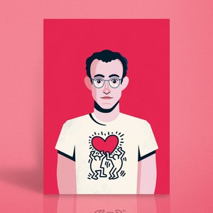 Keith Haring Red Dancing Heart, Gay and Queer Icon Illustration Art Print