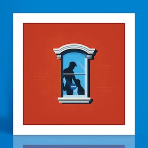 Two Men in Window Silhouette | Gay Illustration Art Print
