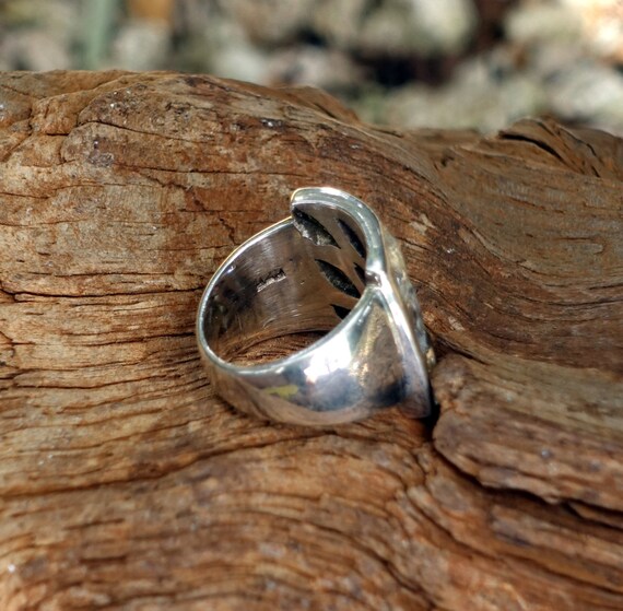 Large Silver Statement Ring, Amethyst, Garnet, Pe… - image 4