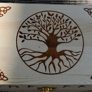 Tree of Life | Runes | Celtic Pine Wood Box | 4