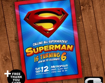 Superman Invitation Etsy
