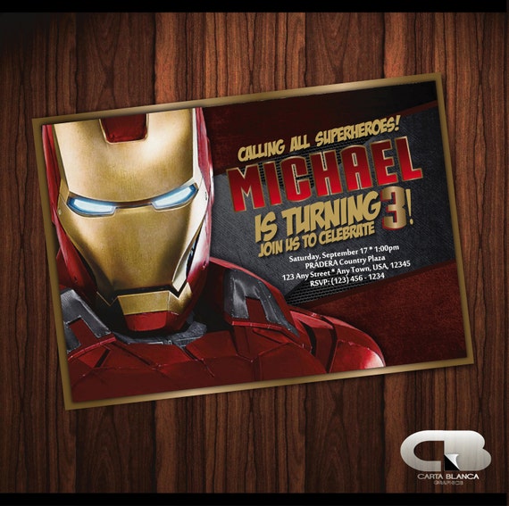 Iron Man Invitation Iron Man Invite Iron Man Birthday Etsy