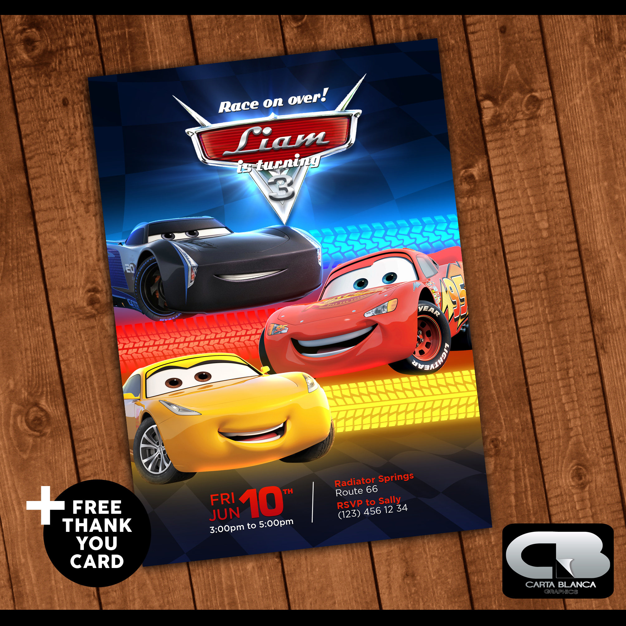 cars-invitation-with-free-thank-you-card-cars-invite-cars-etsy