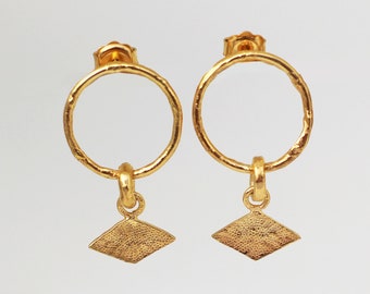 Fairmined 18ct Gold Plated Vermeil Recycled Sterling Silver Earrings, Ethical, Eco, Hoops, Studs, Sustainable, Jewellery, Handmade UK