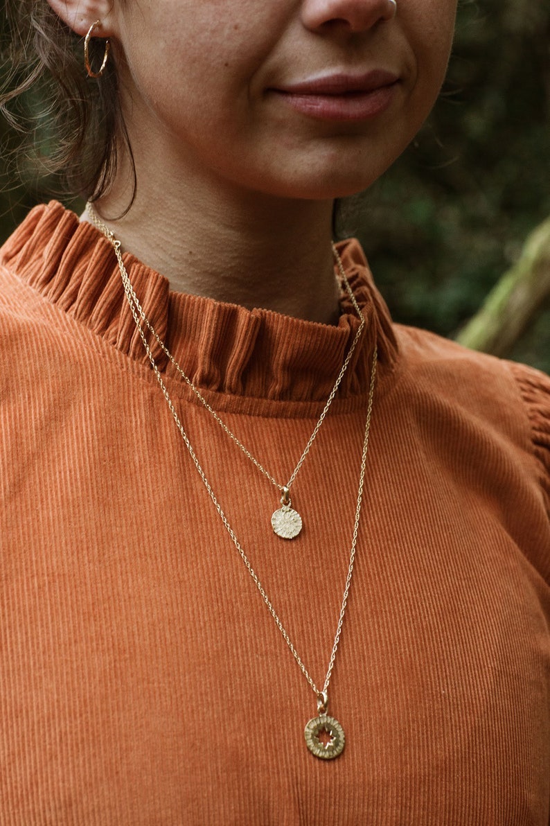 Circle Tag Necklace Fairmined Gold Vermeil Recycled Sterling Silver Ethical, Eco, Pendant, Jewellery, Handmade, UK image 3