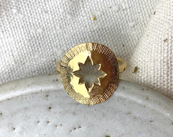 9ct Recycled Yellow Gold Star Amulet Ring | Recycled Gold Rings | Ethical Jewellery |Handmade UK | April March Jewellery