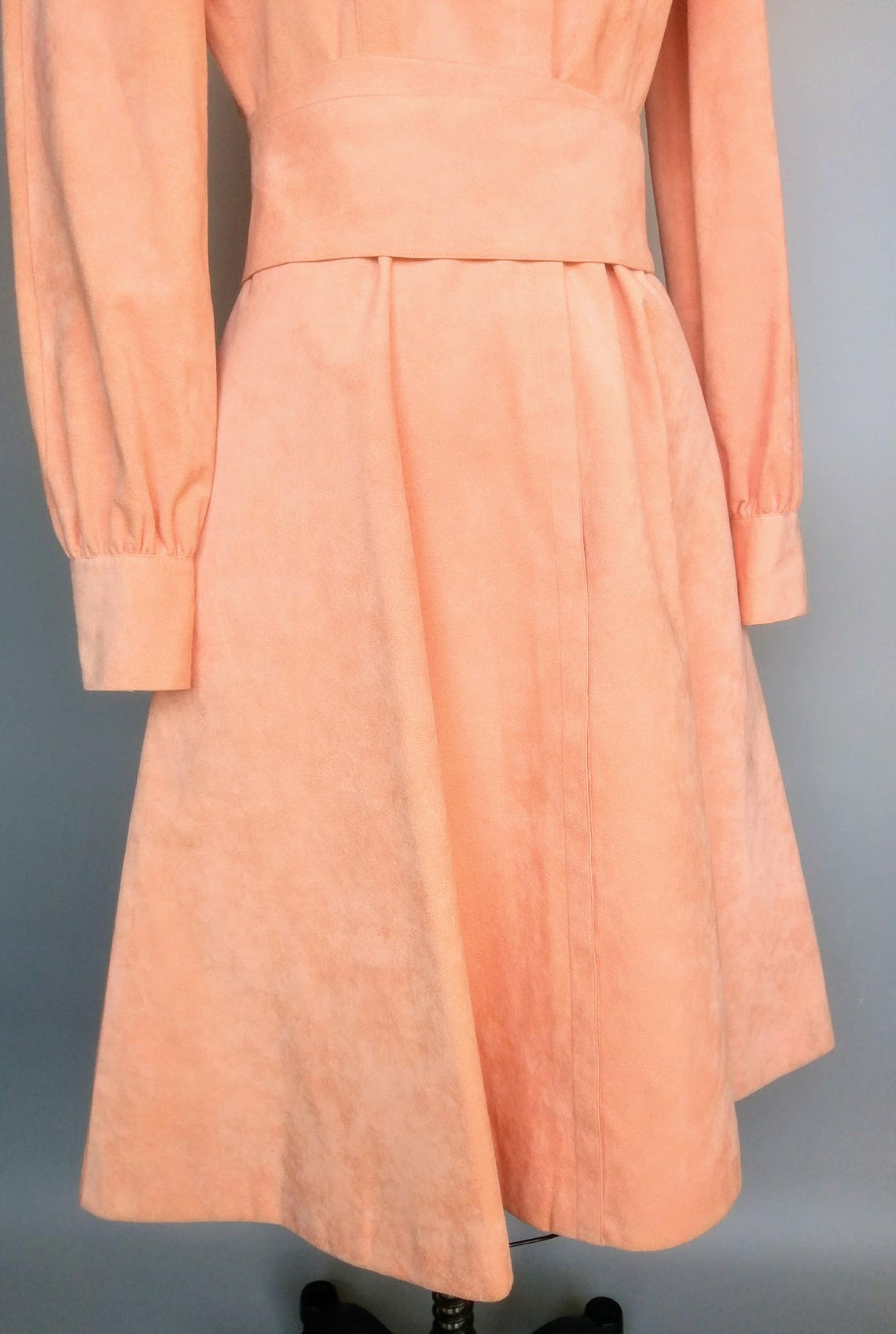 Peach Fuzz 1970s Peach Suede Long Sleeve Dress Mollie Etsy