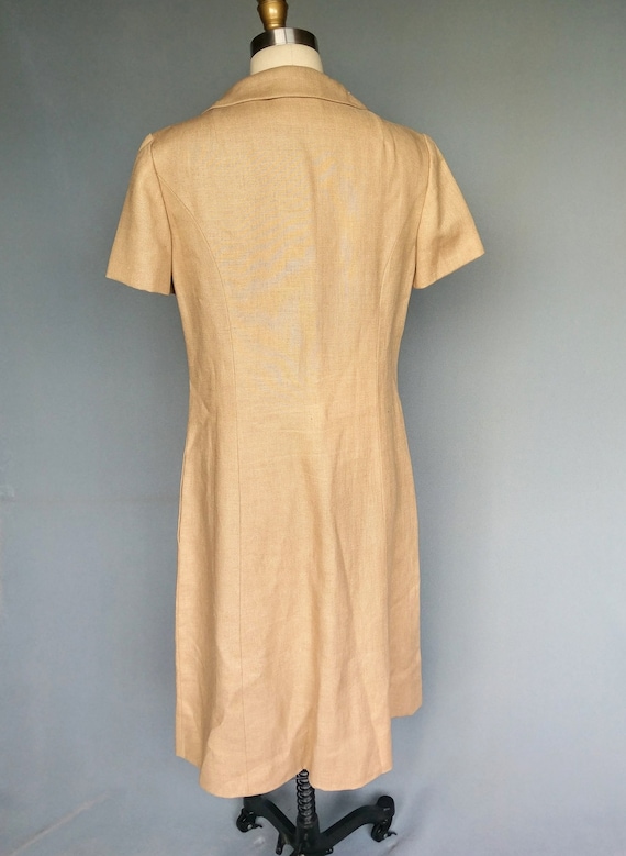 caramel delight | 1960s tan linen dress with butt… - image 8