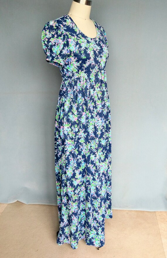 serendipity | 1970s blue floral maxi dress with p… - image 5