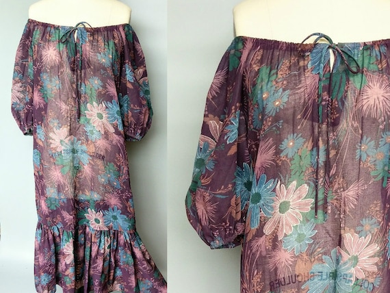 meadows | 1970s boho peasant off the shoulder flor