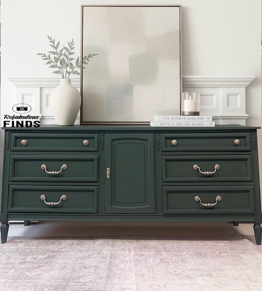 Elegant Deep Green Vintage Dresser - Etsy