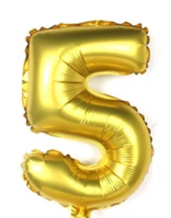 gold number 5 balloon
