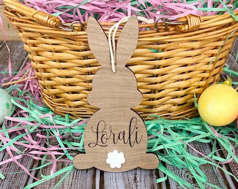 Personalized Easter Basket Tag - Wood Easter Bunny Name Tags - Easter Gift Tag - Easter Bunny Place Cards