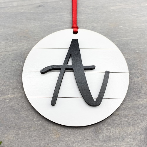 Wood Initial Ornament Name Letter Ornament Personalized Etsy