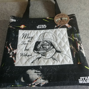 Tote Bag, Crayon Tote Bag, Embroidered Tote Bag, Book Bag, Children Tote Bags, Darth Vader, Star Wars