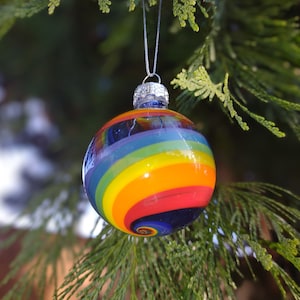 Handblown glass ornament Rainbow order 1 or in sets decorate with love Cobalt