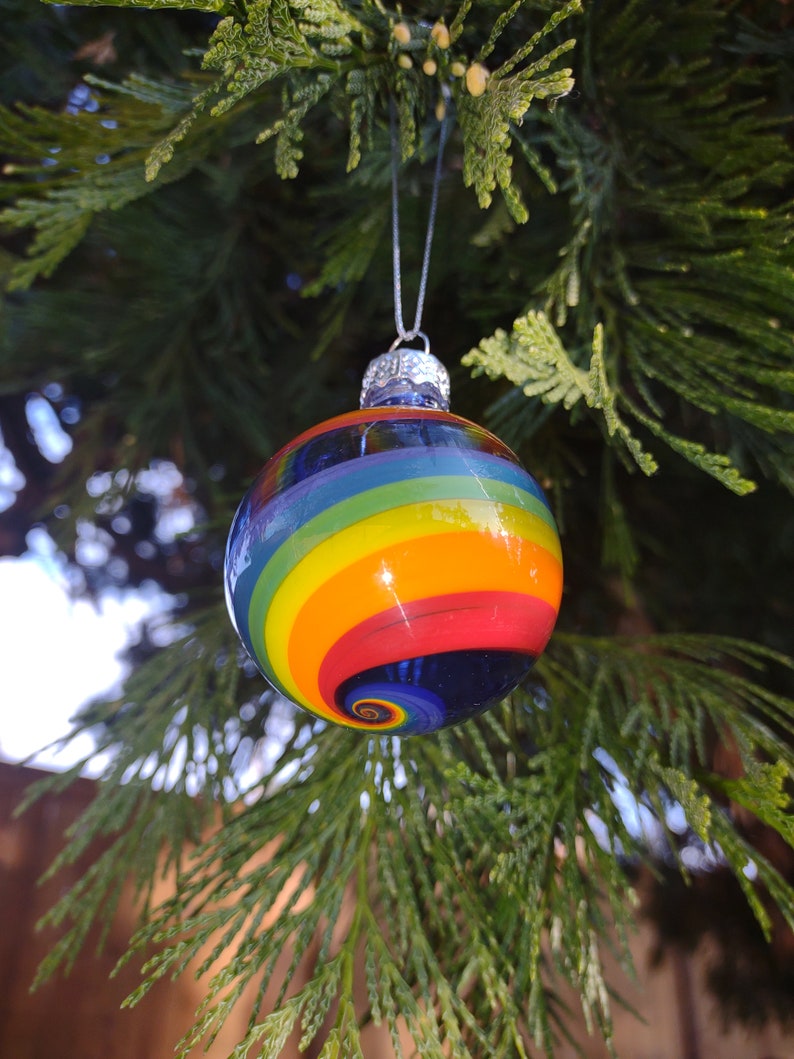 Handblown glass ornament Rainbow order 1 or in sets decorate with love image 5