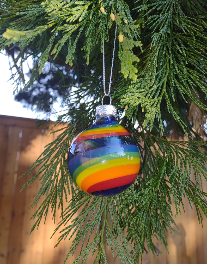 Handblown glass ornament Rainbow order 1 or in sets decorate with love image 8