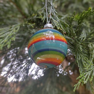 Handblown glass ornament Rainbow order 1 or in sets decorate with love Aqua
