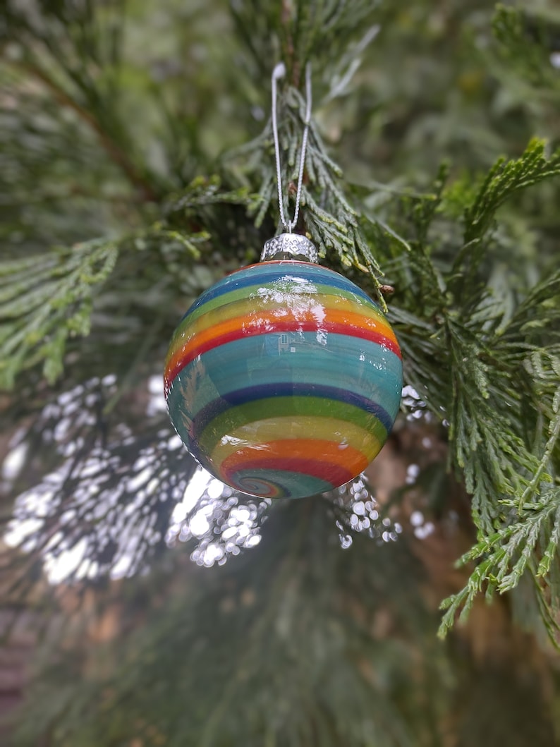 Handblown glass ornament Rainbow order 1 or in sets decorate with love Aqua