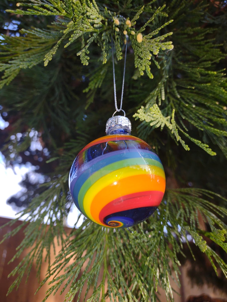 Handblown glass ornament Rainbow order 1 or in sets decorate with love image 4