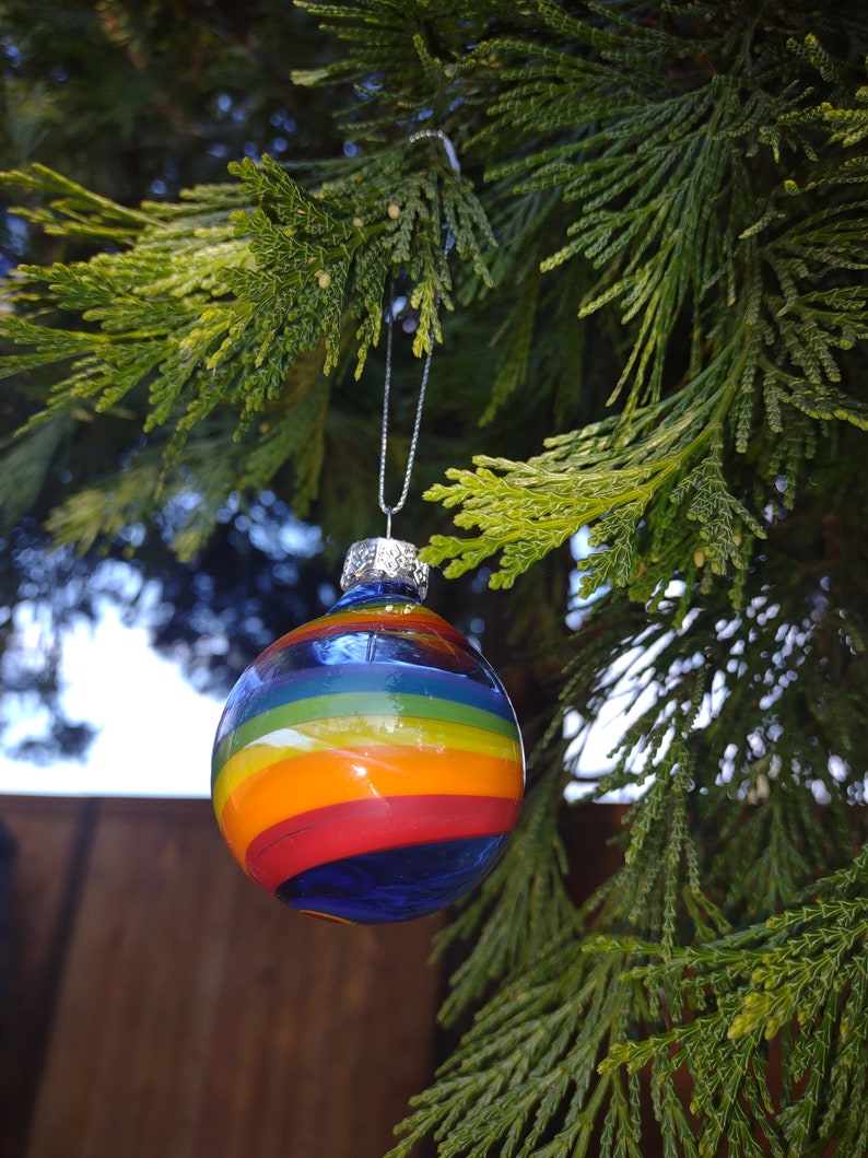 Handblown glass ornament Rainbow order 1 or in sets decorate with love image 6
