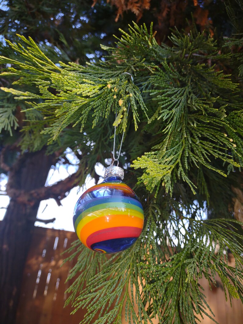 Handblown glass ornament Rainbow order 1 or in sets decorate with love image 7