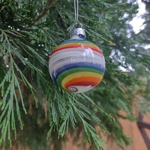 Handblown glass ornament Rainbow order 1 or in sets decorate with love White