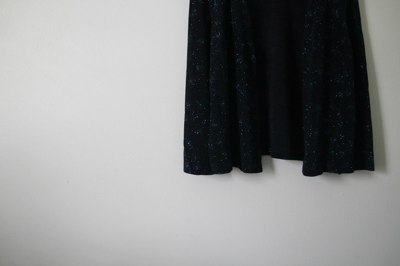 90s 80s 70s Glitter Cardigan Party Top Christmas Top Navy Cardigan Disco VINTAGE DAL Christmas Blue Sparkle Cardigan : Blazer