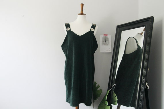 green corduroy overall dress