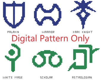 Final Fantasy XIV Job Stones FFXIV Pattern For Cross Stitch Perler Beads