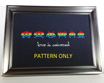 Space Invaders LGBTQ Pride Cross-Stitch PATTERN ONLY
