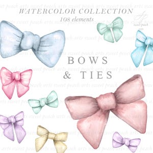 Noeud papillon Clip Art Noeud papillon Art numérique png Bundle Clipart peinture aquarelle peinte à la main fille garçon Images mignonnes LICENCE COMMERCIALE INCLUS