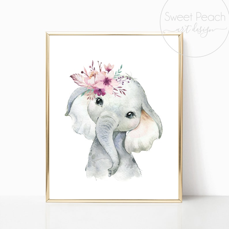 Boho Safari Set Nursery Floral Decor Zoo Animal Wall Art Etsy