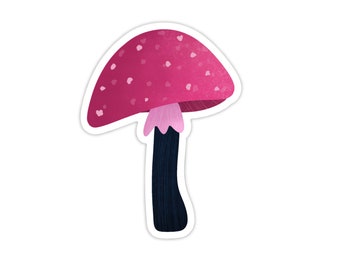 Vinyl Pink Mushroom Sticker | Mushroom Sticker, Toadstool Sticker, Fungi Vinyl Sticker, Nature Sticker, Cottagecore, Witchy Stickers