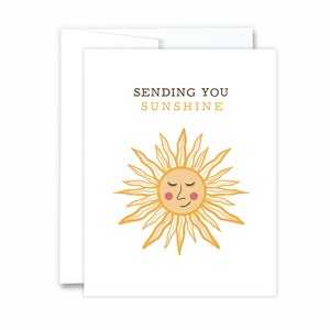 Sending You Sunshine Card | Sun Card, Just Because Card, Sunshine Notecards, Thinking Of You Card, Uplifting Card, Smiling Sun Positive Card