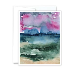 Beach Landscape Card | Abstract Watercolor, Greeting Card, Any Occasion, Seascape, Coastal, Ocean Birthday, Watercolor Beach Scene Art