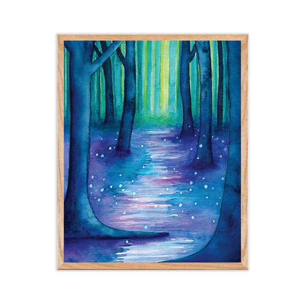 Enchanted Forest Art | Watercolor Enchanted Forest Painting Print, Fantasy Forest, Fairytale Art, Magical Forest, Enchanted Forest Nursery