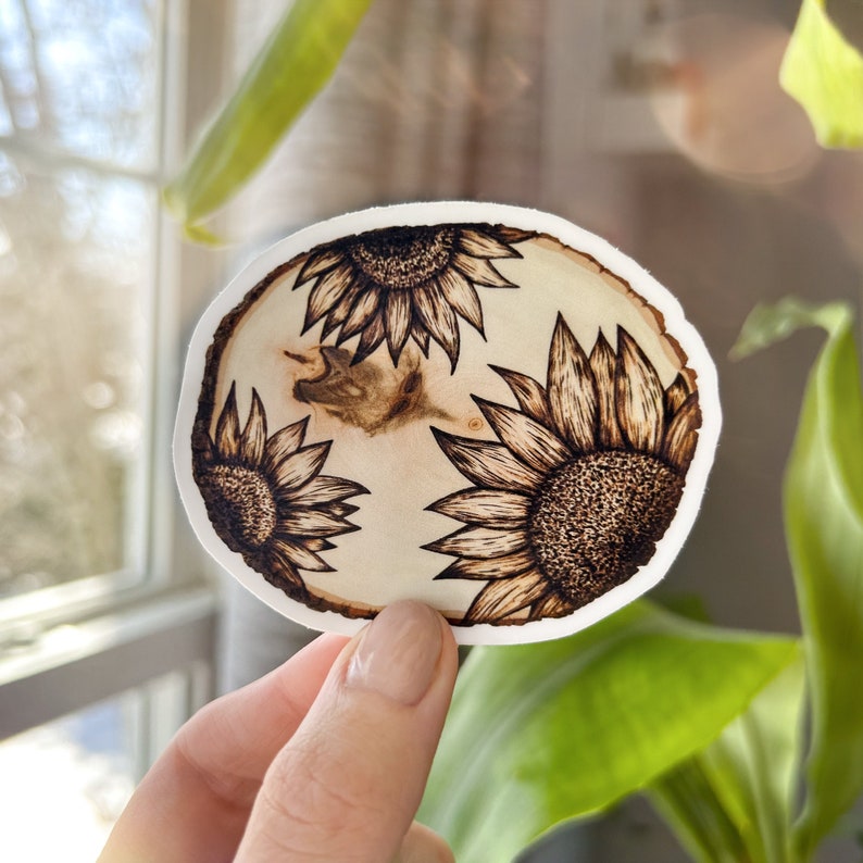 Sunflower Wood Burning Sticker