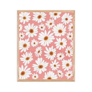 Daisies Art Print | Boho Floral Wall Art, Pink Nursery Decor, Daisy Print, Boho Daisy Art, Daisy Decor, Flower Wall Art, Wall Decor, Florals