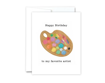 Artist Birthday Card | Birthday Card For Painter, Happy Birthday Card For Artist, Crafter, Art Teacher, Birthday Card, Paint Palette Card