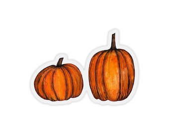 Pumpkin Pair Sticker | Clear Vinyl Sticker, Autumn Sticker, Fall Sticker, Pumpkin Sticker, Halloween Sticker, Laptop Sticker, Fall Aesthetic