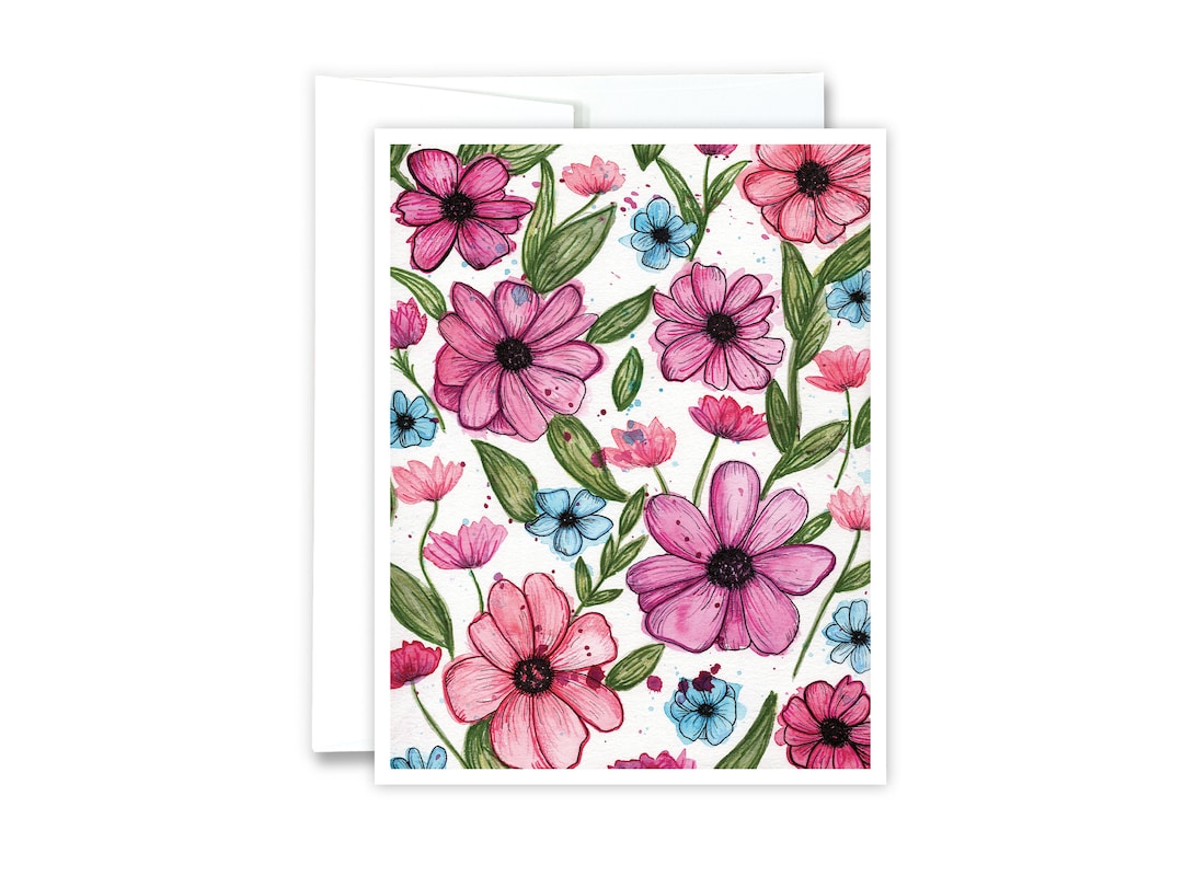 Floral Greeting Card | Watercolor Flower Card, Handmade Greeting Card ...