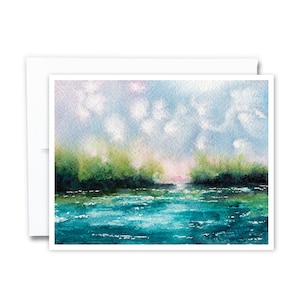Watercolor Landscape Card | 4.25 x 5.5&quot; Abstract Notecard, Watercolor Art Card, Nature Scene Greeting Card, Whimsical, Fine Art Stationery
