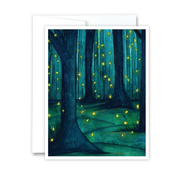 Firefly Forest Card | Greeting Cards, Lightning Bug Card, Handmade, Whimsical Note Card, Fireflies Card, Special Occasion, Birthday, Unique