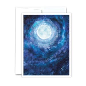 Full Moon Notecard | A2 Greeting Card, Lunar Notecard, Moon Greeting Card, Moon Lover Gift, Full Moon Art Card, Blank Inside