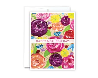 Floral Happy Mother's Day Card | Bright Floral Mom Card, Mother's Day Card, Flower Mom Card, Colorful Card For Mom, Mother's Day Gift