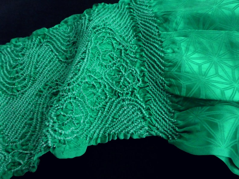 DARK GREEN Shibori Obiage /& Obijime Set SILK