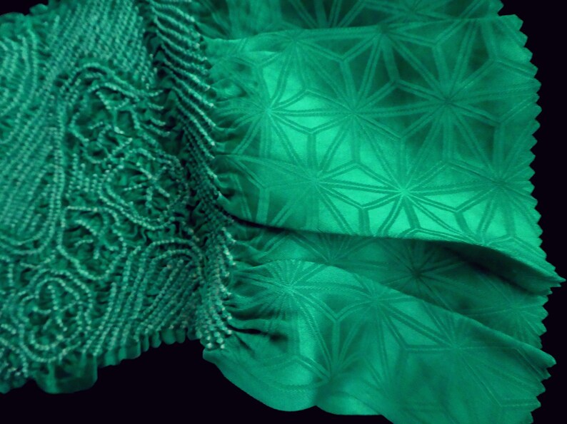 DARK GREEN Shibori Obiage /& Obijime Set SILK