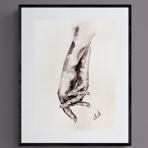 Couple Holding Hands – Minimalist wall art - Ink artwork - Digital download - Hand in hand - Home gallery decor - Bathroom painting - Lovers